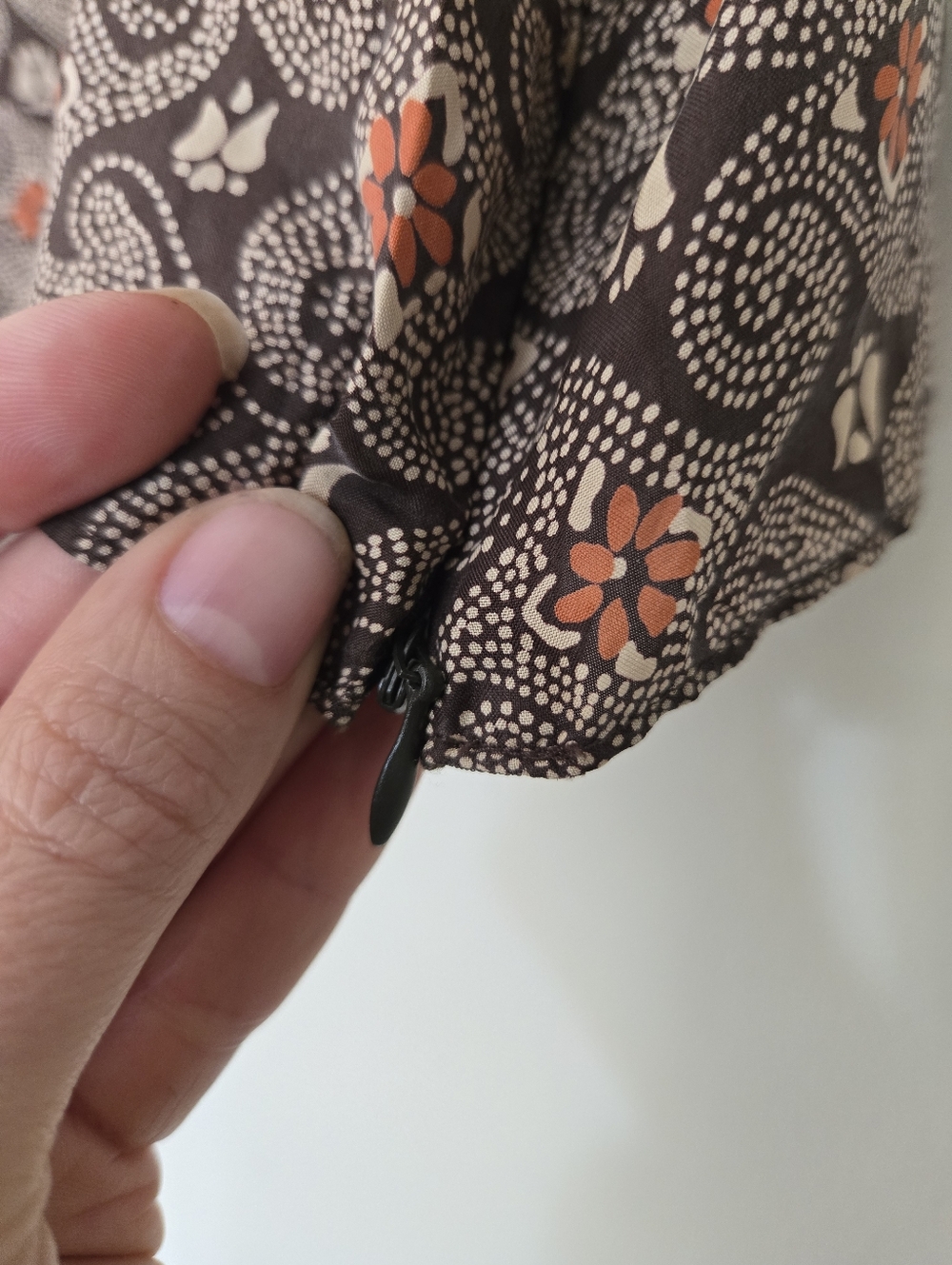 Women's Brown Floral Silk Spaghetti Strap Top - Picture 5 of 5